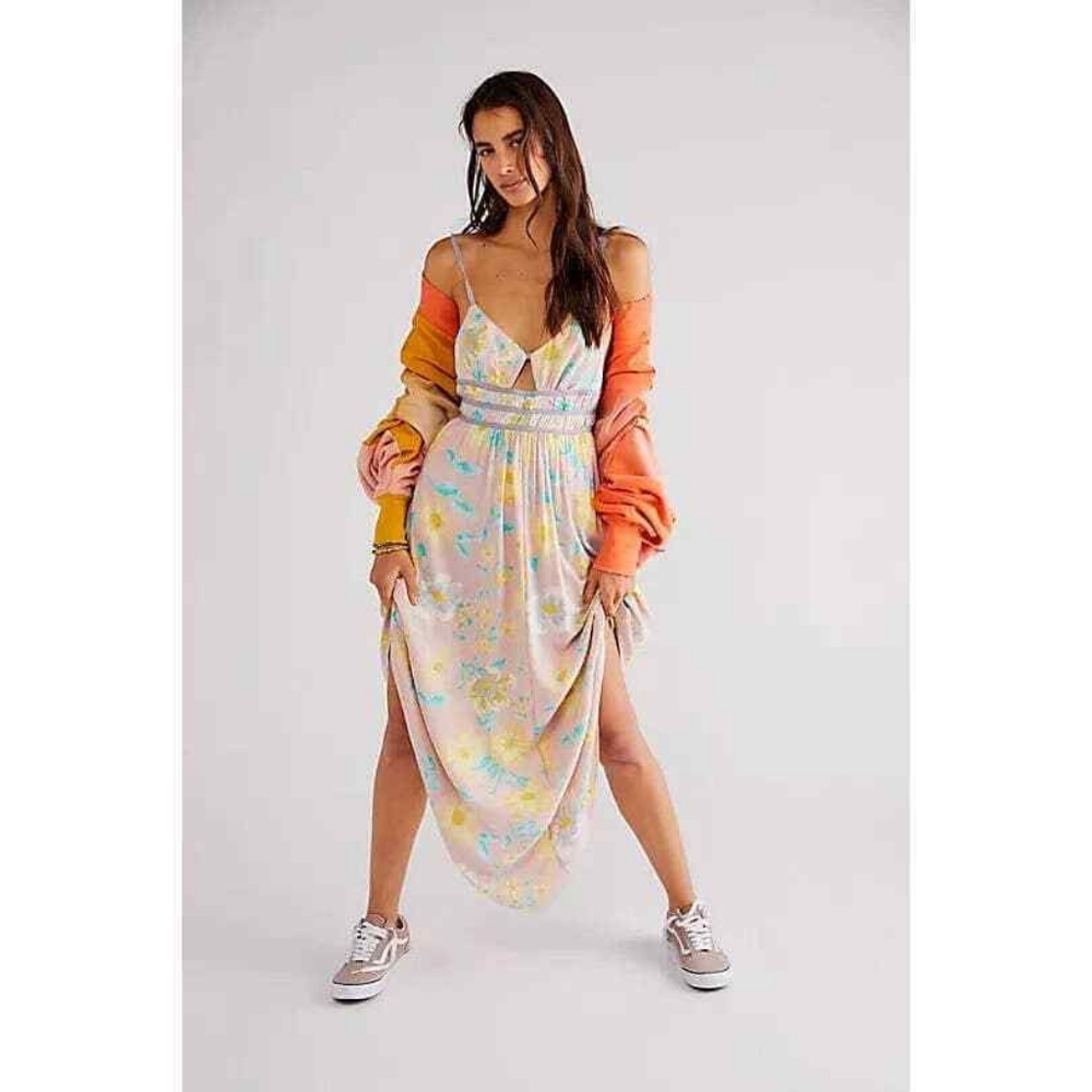 Free People Wisteria Maxi Dress in Light Combo Large
